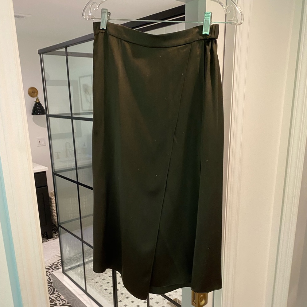 Vince green silk skirt